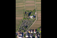 Aerial view of Cemetery in Edesheim in the state Rhineland-Palatinate, Germany