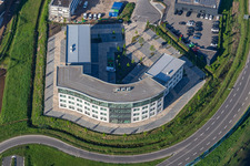 Oblique view of Business park at the exhibition center in the district Queichheim in Landau in der Pfalz in the state Rhineland-Palatinate, Germany
