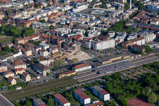 Train station and demolished department store in Landau in der Pfalz in the state Rhineland-Palatinate, Germany