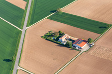Bioland Winery Neuspergerhof in Rohrbach in the state Rhineland-Palatinate, Germany from above