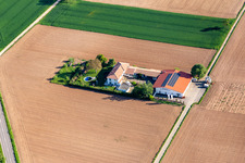 Bioland Winery Neuspergerhof in Rohrbach in the state Rhineland-Palatinate, Germany seen from above