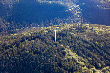 Aerial view of Transmission tower in the district Blankenborn in Bad Bergzabern in the state Rhineland-Palatinate, Germany