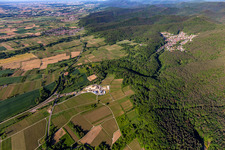 Bird's eye view of Construction site of the eastern tunnel portal for the Astrid Tunnel for the underpass and bypass of Bad Bergzabern between B38 (Weinstraße) and B427 (Kurtalstraße) in Dörrenbach in the state Rhineland-Palatinate, Germany