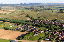 Village view from the south in Dierbach in the state Rhineland-Palatinate, Germany from the plane