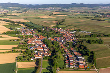 Village view from the southeast in Dierbach in the state Rhineland-Palatinate, Germany from above