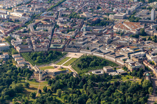 Aerial view of Castle Garden in the district Innenstadt-West in Karlsruhe in the state Baden-Wuerttemberg, Germany