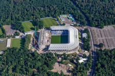 Construction site of the new stadium of Karlsruher Sport-Club GmbH & Co. KGaA in the district Innenstadt-Ost in Karlsruhe in the state Baden-Wuerttemberg, Germany from above