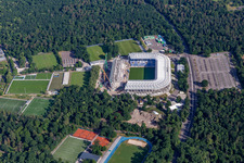 Construction site of the new stadium of Karlsruher Sport-Club GmbH & Co. KGaA in the district Innenstadt-Ost in Karlsruhe in the state Baden-Wuerttemberg, Germany out of the air