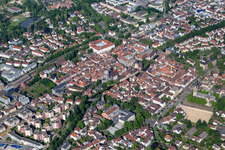 Aerial photograpy of Ettlingen in the state Baden-Wuerttemberg, Germany