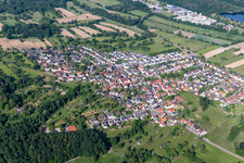 Aerial view of District Oberweier in Ettlingen in the state Baden-Wuerttemberg, Germany