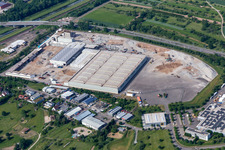 Aerial view of Berghoef GmbH and Logo-Pack GmbH export packaging in Bischweier in the state Baden-Wuerttemberg, Germany