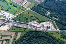Rastatt Tunnel Information Center in Ötigheim in the state Baden-Wuerttemberg, Germany from above