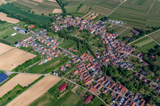 Village view from the southeast in Dierbach in the state Rhineland-Palatinate, Germany out of the air