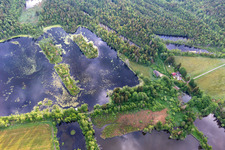Aerial photograpy of Moorseen Pfrungener-Burgweiler Ried in the district Pfrungen in Wilhelmsdorf in the state Baden-Wuerttemberg, Germany