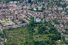 Aerial view of Weingarten Cemetery (St. Mary's Cemetery), Weingarten in Weingarten bei Ravensburg in the state Baden-Wuerttemberg, Germany