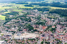 Aerial view of Basilica of St. Martin in Weingarten bei Ravensburg in the state Baden-Wuerttemberg, Germany