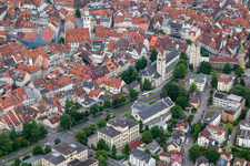 Old town with Church of Our Lady and Frauentor in Ravensburg in the state Baden-Wuerttemberg, Germany