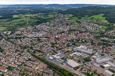 Aerial view of District Möggenweiler in Markdorf in the state Baden-Wuerttemberg, Germany