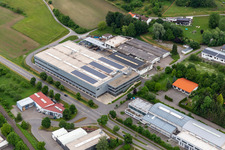 Aerial view of Maschinenfabrik Bermatingen GmbH & Co. KG in Bermatingen in the state Baden-Wuerttemberg, Germany