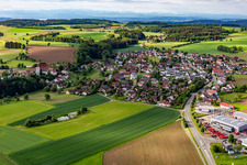 District Herdwangen in Herdwangen-Schönach in the state Baden-Wuerttemberg, Germany from above