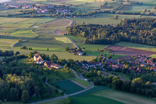 Aerial view of Pilgrimage Church of Our Lady of Mount Carmel in Baitenhausen in the district Baitenhausen in Meersburg in the state Baden-Wuerttemberg, Germany