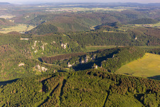 Bronnen Castle in Fridingen an der Donau in the state Baden-Wuerttemberg, Germany from above