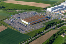 Aerial view of Northern Lake Constance Industrial Park with Amazon DBW8 in Leitishofen in Meßkirch in the state Baden-Wuerttemberg, Germany