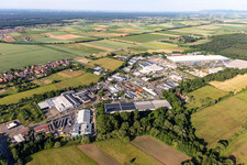 Horst industrial estate in the district Minderslachen in Kandel in the state Rhineland-Palatinate, Germany seen from above