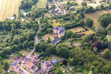 Aerial view of Castle of Semur-en-Vallon in Semur-en-Vallon in the state Sarthe, France