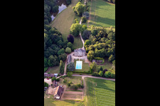 Aerial view of Château de Saint-Paul in Saint-Michel-de-Chavaignes in the state Sarthe, France