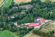Aerial view of Tourist train and Muséotrain de Semur-en-Vallon, en Sarthe in Semur-en-Vallon in the state Sarthe, France