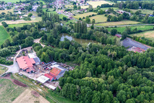 Tourist train and Muséotrain de Semur-en-Vallon, en Sarthe in Semur-en-Vallon in the state Sarthe, France out of the air