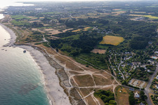 Aerial view of Kersauz Beach in Treffiagat in the state Finistere, France
