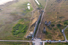 Aerial photograpy of Ancient factory of concassage de galets de Tréguennec in Tréguennec in the state Finistere, France