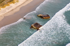 Old bunkers at Plage de Kermabec in Tréguennec in the state Finistere, France