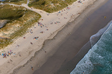 Aerial photograpy of Tronoën Beach in Saint-Jean-Trolimon in the state Finistere, France