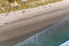 Oblique view of Tronoën Beach in Saint-Jean-Trolimon in the state Finistere, France
