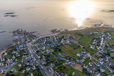 District St-Guenole-St Pierre in Penmarch in the state Finistere, France seen from above