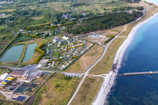 Aerial view of Camping Municipal Toul Ar Ster in the district Penmarc'h-Kerity in Penmarch in the state Finistere, France