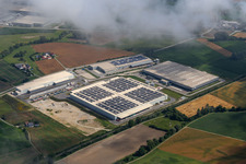 Aerial view of Industrial Park 1 with Rudolph Spedition und Logistik GmbH and Leadec FM BV & Co. KG in Mamming in the state Bavaria, Germany