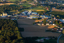 Aerial view of Holzwerke Weinzierl GmbH in the district Eben in Vilshofen an der Donau in the state Bavaria, Germany