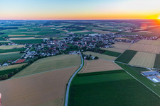 In the evening glow in the district Großköllnbach in Pilsting in the state Bavaria, Germany