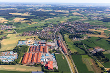 Aerial photograpy of Neufahrn-Süd industrial estate with ERLUS AG in the district Neufahrn in  NB in Neufahrn in Niederbayern in the state Bavaria, Germany