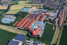 Oblique view of Neufahrn-Süd industrial estate with ERLUS AG in the district Neufahrn in  NB in Neufahrn in Niederbayern in the state Bavaria, Germany