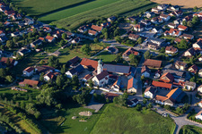 Aerial view of Church in Kößnach in the district Kößnach in Kirchroth in the state Bavaria, Germany