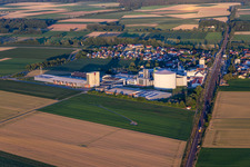 Aerial view of Südstärke commercial area in Sünching in the state Bavaria, Germany