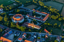 Aerial view of Castle Sünching in Sünching in the state Bavaria, Germany
