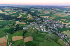 Oblique view of Moosthenning in the state Bavaria, Germany