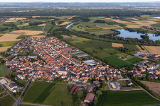 Neupotz in the state Rhineland-Palatinate, Germany seen from above