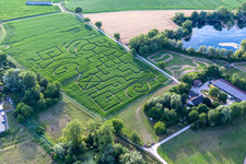 Aerial view of Corn maze in Leimersheim in the state Rhineland-Palatinate, Germany